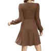 imageSampeel Womens Square Neck Long Sleeve Fall Dresses Casual Babydoll Sweater DressPretty Chocolate