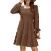 imageSampeel Womens Square Neck Long Sleeve Fall Dresses Casual Babydoll Sweater DressPretty Chocolate