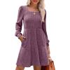 imageSampeel Womens Square Neck Long Sleeve Fall Dresses Casual Babydoll Sweater DressPurple