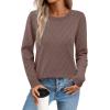 imageSampeel Womens Sweaters Crew Neck Long Sleeve Tops Knit Soft Pullover Sweaters Cozy Dressy Casual Shirts Fashion ClothingAll Coffee