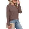 imageSampeel Womens Sweaters Crew Neck Long Sleeve Tops Knit Soft Pullover Sweaters Cozy Dressy Casual Shirts Fashion ClothingAll Coffee