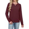 imageSampeel Womens Sweaters Crew Neck Long Sleeve Tops Knit Soft Pullover Sweaters Cozy Dressy Casual Shirts Fashion ClothingBurgundy