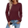 imageSampeel Womens Sweaters Crew Neck Long Sleeve Tops Knit Soft Pullover Sweaters Cozy Dressy Casual Shirts Fashion ClothingBurgundy