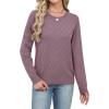 imageSampeel Womens Sweaters Crew Neck Long Sleeve Tops Knit Soft Pullover Sweaters Cozy Dressy Casual Shirts Fashion ClothingDusty Purple