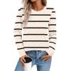 imageSampeel Womens Sweaters Crew Neck Long Sleeve Tops Knit Soft Pullover Sweaters Cozy Dressy Casual Shirts Fashion ClothingStriped Apricot