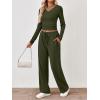 imageTrendy Queen 2 Piece Lounge Sets for Women Fall Outfits 2025 Fashion Two Piece Sweatsuits Business Casual Outfits ClothesArmy Green