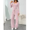 imageTrendy Queen 2 Piece Scoop Neck Lounge Set Womens Wide Leg Pants Side Ruching Slightly Crop Top Sweatsuit Sets With PocketsPastel Pink