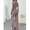 imageTrendy Queen 2 Piece Scoop Neck Lounge Set Womens Wide Leg Pants Side Ruching Slightly Crop Top Sweatsuit Sets With PocketsRose Taupe