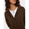 imageTrendy Queen Cropped Cardigan Sweaters for Women Lightweight Crop Knit Y2k Fall Outfits Fashion Clothes 2025Chocolate Brown