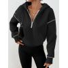 imageTrendy Queen Half Zip Pullover Cropped Hoodies for Women Y2k Cute Sweatshirts Jackets Fall Fashion 2025 Outfits ClothingBlack