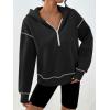 imageTrendy Queen Half Zip Pullover Cropped Hoodies for Women Y2k Cute Sweatshirts Jackets Fall Fashion 2025 Outfits ClothingBlack