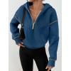 imageTrendy Queen Half Zip Pullover Cropped Hoodies for Women Y2k Cute Sweatshirts Jackets Fall Fashion 2025 Outfits ClothingDark Blue