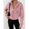 imageTrendy Queen Half Zip Pullover Cropped Hoodies for Women Y2k Cute Sweatshirts Jackets Fall Fashion 2025 Outfits ClothingPink