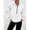 imageTrendy Queen Half Zip Pullover Cropped Hoodies for Women Y2k Cute Sweatshirts Jackets Fall Fashion 2025 Outfits ClothingWhite
