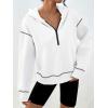 imageTrendy Queen Half Zip Pullover Cropped Hoodies for Women Y2k Cute Sweatshirts Jackets Fall Fashion 2025 Outfits ClothingWhite