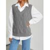 imageTrendy Queen Women s Oversized V Neck Sweater Vest Sleeveless Cable Knit Casual Pullover TopsHeather Gray