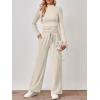 imageTrendy Queen Womens 2 Piece Matching Lounge Set Mock Turtleneck Top Wide Leg Pants Casual Sweatsuit with PocketsApricot