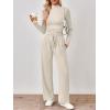 imageTrendy Queen Womens 2 Piece Matching Lounge Set Mock Turtleneck Top Wide Leg Pants Casual Sweatsuit with PocketsApricot
