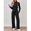 imageTrendy Queen Womens 2 Piece Matching Lounge Set Mock Turtleneck Top Wide Leg Pants Casual Sweatsuit with PocketsBlack