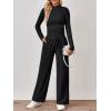 imageTrendy Queen Womens 2 Piece Matching Lounge Set Mock Turtleneck Top Wide Leg Pants Casual Sweatsuit with PocketsBlack