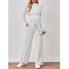 imageTrendy Queen Womens 2 Piece Matching Lounge Set Mock Turtleneck Top Wide Leg Pants Casual Sweatsuit with PocketsLight Grey