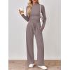 imageTrendy Queen Womens 2 Piece Matching Lounge Set Mock Turtleneck Top Wide Leg Pants Casual Sweatsuit with PocketsNutmeg