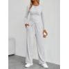 imageTrendy Queen Womens 2 Piece Matching Lounge Sets Fall Fashion Outfits 2025 Long Sleeve Top Wide Leg Pants Casual SweatsuitsGray