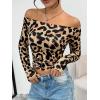 imageTrendy Queen Womens Long Sleeve Off The Shoulder Tops Going Out Cute Basic Y2K Fall Fashion 2025 Outfits ClothesLeopard