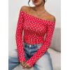 imageTrendy Queen Womens Long Sleeve Off The Shoulder Tops Going Out Cute Basic Y2K Fall Fashion 2025 Outfits ClothesRed Heart