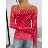imageTrendy Queen Womens Long Sleeve Off The Shoulder Tops Going Out Cute Basic Y2K Fall Fashion 2025 Outfits ClothesRed Heart