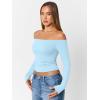 imageTrendy Queen Womens Long Sleeve Off The Shoulder Tops Going Out Cute Basic Y2K Fall Fashion 2025 Outfits ClothesSky Blue