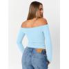 imageTrendy Queen Womens Long Sleeve Off The Shoulder Tops Going Out Cute Basic Y2K Fall Fashion 2025 Outfits ClothesSky Blue