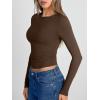 imageTrendy Queen Womens Long Sleeve Shirts Crop Tops Fall Fashion 2025 Going Out Basic Winter ClothesChocolate