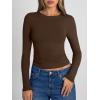 imageTrendy Queen Womens Long Sleeve Shirts Crop Tops Fall Fashion 2025 Going Out Basic Winter ClothesChocolate