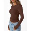 imageTrendy Queen Womens Long Sleeve TShirts Basic Crop Tops 2025 Fall Fashion Outfits Going Out Winter ClothesCocoa