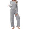 imageSAMPEEL Pajamas for Women Set Comfy Lounge Sets Two Piece Long Sleeve Cute Pjs Soft Sleepwear Winter ClothingClassic Gray