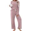 imageSAMPEEL Pajamas for Women Set Comfy Lounge Sets Two Piece Long Sleeve Cute Pjs Soft Sleepwear Winter ClothingClassic Pink