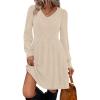 imageSAMPEEL Womens V Neck Long Sleeve Fall Dresses Baby Doll Casual Sweater Dress Fashion ClothesApricot