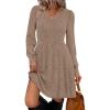 imageSAMPEEL Womens V Neck Long Sleeve Fall Dresses Baby Doll Casual Sweater Dress Fashion ClothesBrown