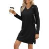 imageSampeel Dresses for Women 2025 Casual Long Sleeve V Neck Tshirt Dress Side Split Fashion Fall OutfitsBlack