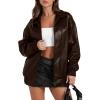imageSampeel Leather Jacket Women Faux Oversized Motorcycle Bomber Coats 2025 Fall Fashion Outfits Winter ClothesAdark Brown