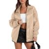 imageSampeel Leather Jacket Women Faux Oversized Motorcycle Bomber Coats 2025 Fall Fashion Outfits Winter ClothesApricot