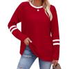 imageSampeel Long Sleeve Shirts for Women Color Block Casual Tops Fall Outfits 2025 Basic Tees Trendy Clothes01 Red