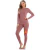 imageSampeel Thermal Underwear for Women Long Johns with Fleece Lined Long Sleeve Shirt Legging Lounge Set Cold Weather Top BottomMauve
