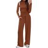 imageSampeel Two Piece Lounge Set for Women 2 Piece Fall Outfits 2025 Mock Neck Ruched Tops Wide Leg Pants Travel AirportCoffee Regular