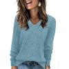 imageSampeel V Neck Long Sleeve Shirts for Women Casual Fall Tops Lightweight Tunic Sweaters Fashion Clothes Loose Fit 2025Marine Blue