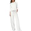 imageSampeel Women 2 Piece Lounge Sets Sweatsuit Fall Outfits Matching Wide Leg pants Set Tracksuit Trendy ClothesWhite