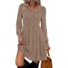 imageSampeel Womens Square Neck Long Sleeve Fall Dresses Casual Babydoll Sweater DressKhaki