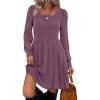 imageSampeel Womens Square Neck Long Sleeve Fall Dresses Casual Babydoll Sweater DressPurple