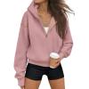 imageTrendy Queen Half Zip Pullover Cropped Hoodies for Women Y2k Cute Sweatshirts Jackets Fall Fashion 2025 Outfits ClothingPink